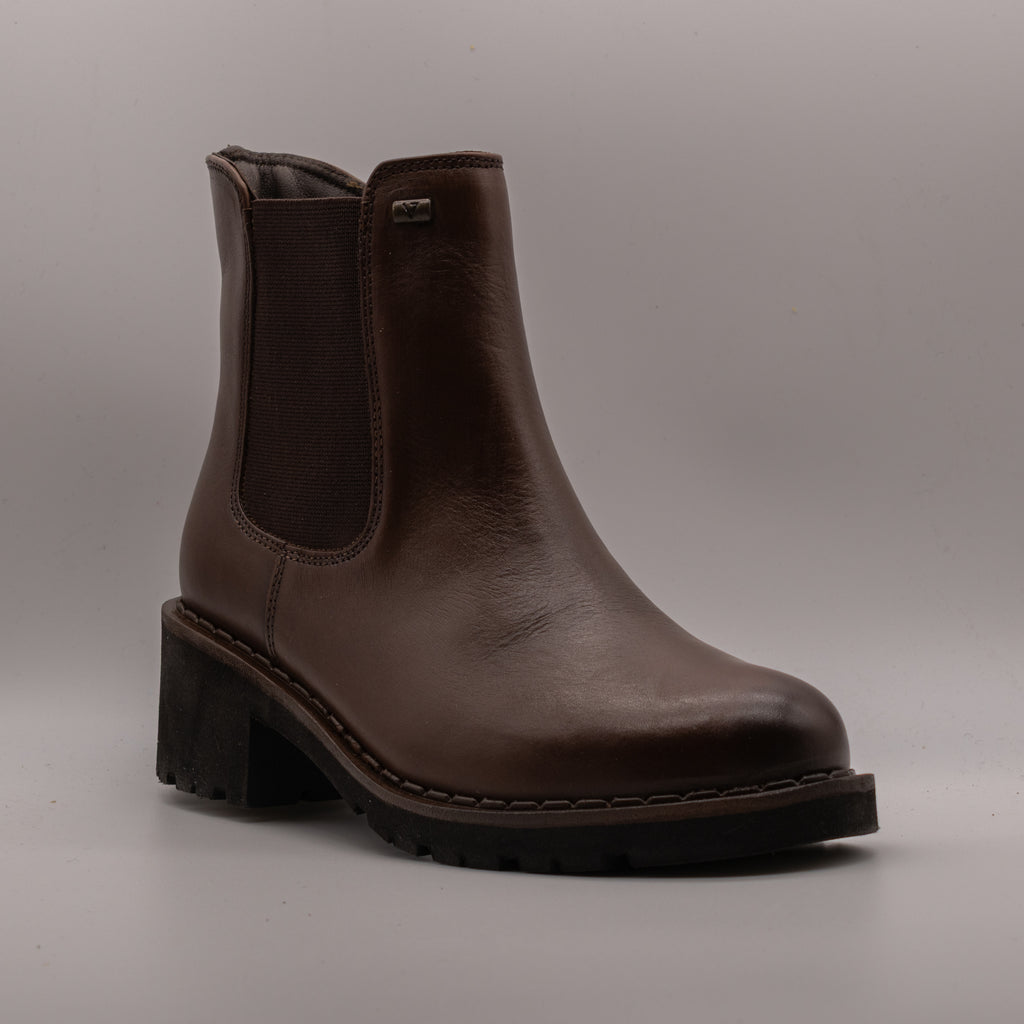 Valleverde 17121 – Tronchetti donna in pelle con tacco - marrone - scarpe di qualità venduta a Milano da Pli-Pla