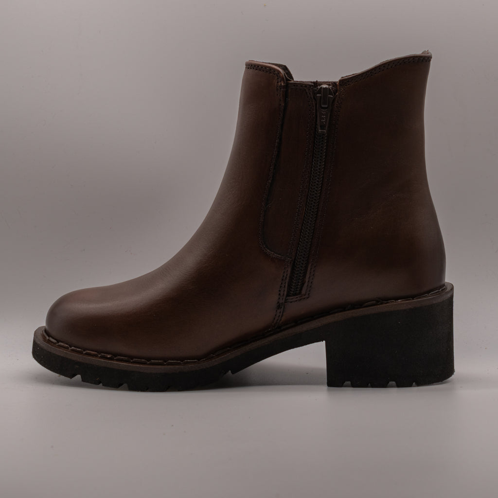 Valleverde 17121 – Tronchetti donna in pelle con tacco - marrone - scarpe di qualità venduta a Milano da Pli-Pla