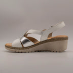 Valleverde 16083 – sandalo in pelle con zeppa e velcro comfort - bianco - scarpe di qualità venduta a Milano da Pli-Pla