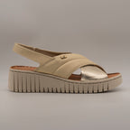 Valleverde 16201 – sandalo in pelle con fasce incrociate e zeppa comfort - beige sand - scarpe di qualità venduta a Milano da Pli-Pla