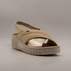 Valleverde 16201 – sandalo in pelle con fasce incrociate e zeppa comfort - beige sand - scarpe di qualità venduta a Milano da Pli-Pla