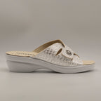 Valleverde 25306B – sandalo con zeppa in ecopelle e fascia regolabile - argento - scarpe di qualità venduta a Milano da Pli-Pla