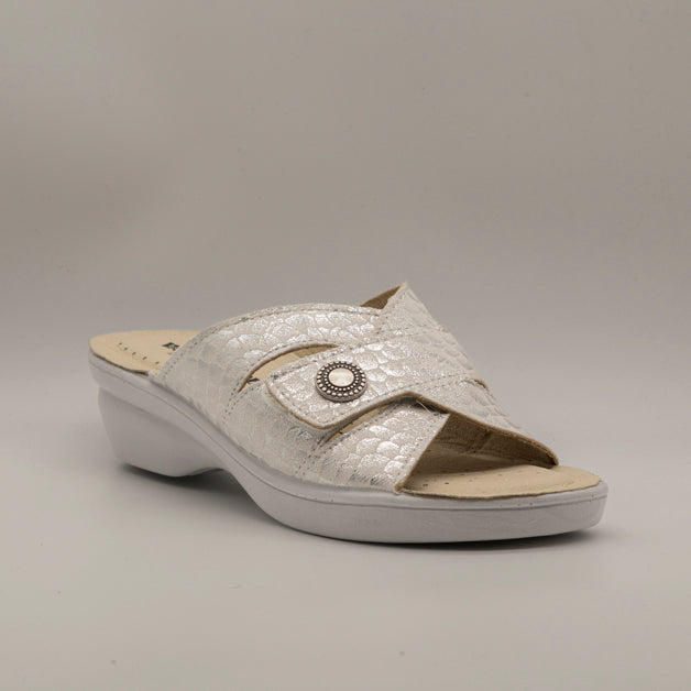 Valleverde 25306B – sandalo con zeppa in ecopelle e fascia regolabile - argento - scarpe di qualità venduta a Milano da Pli-Pla