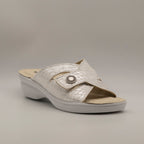 Valleverde 25306B – sandalo con zeppa in ecopelle e fascia regolabile - argento - scarpe di qualità venduta a Milano da Pli-Pla