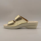 Valleverde 25312 – ciabatta a due fasce con sottopiede in pelle - beige - scarpe di qualità venduta a Milano da Pli-Pla