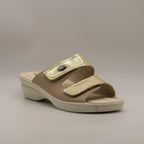 Valleverde 25312 – ciabatta a due fasce con sottopiede in pelle - beige - scarpe di qualità venduta a Milano da Pli-Pla