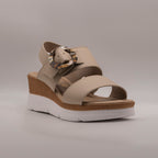 Valleverde 32340 – Sandalo donna in pelle con zeppa comfort e fibbia maxi beige - scarpe di qualità venduta a Milano da Pli-Pla