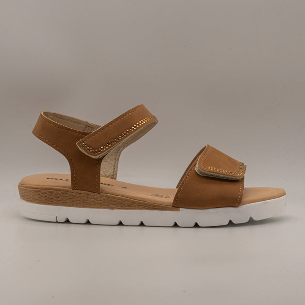 Valleverde 55381A – sandalo con doppio velcro e sottopiede in pelle comfort - cuoio - scarpe di qualità venduta a Milano da Pli-Pla