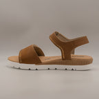 Valleverde 55381A – sandalo con doppio velcro e sottopiede in pelle comfort - cuoio - scarpe di qualità venduta a Milano da Pli-Pla