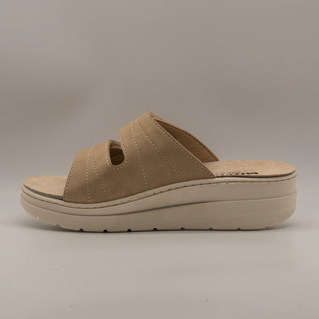 Valleverde 55600 – ciabatta con plantare estraibile e doppio velcro - beige - scarpe di qualità venduta a Milano da Pli-Pla