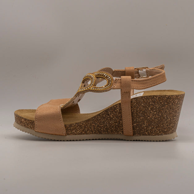 Valleverde 60032 – sandalo in pelle con zeppa in sughero e fascia frontale - scarpe di qualità venduta a Milano da Pli-Pla