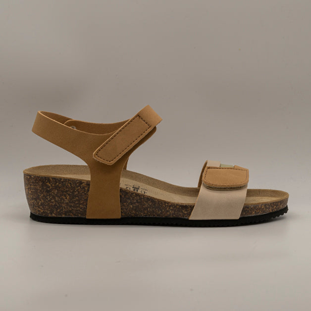 Valleverde VG318LAT – sandalo donna con zeppa e doppio velcro comfort - cuoio - scarpe di qualità venduta a Milano da Pli-Pla