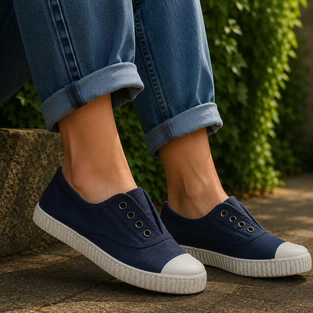 Victoria 106623 – Sneakers donna in tela sostenibile con elastico - blu marino - scarpe di qualità venduta a Milano da Pli-Pla