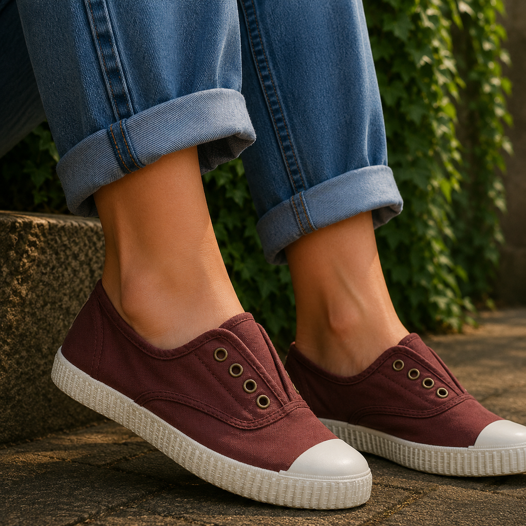 Victoria 106623 – Sneakers donna in tela sostenibile con elastico - marrone ciruela - scarpe di qualità venduta a Milano da Pli-Pla