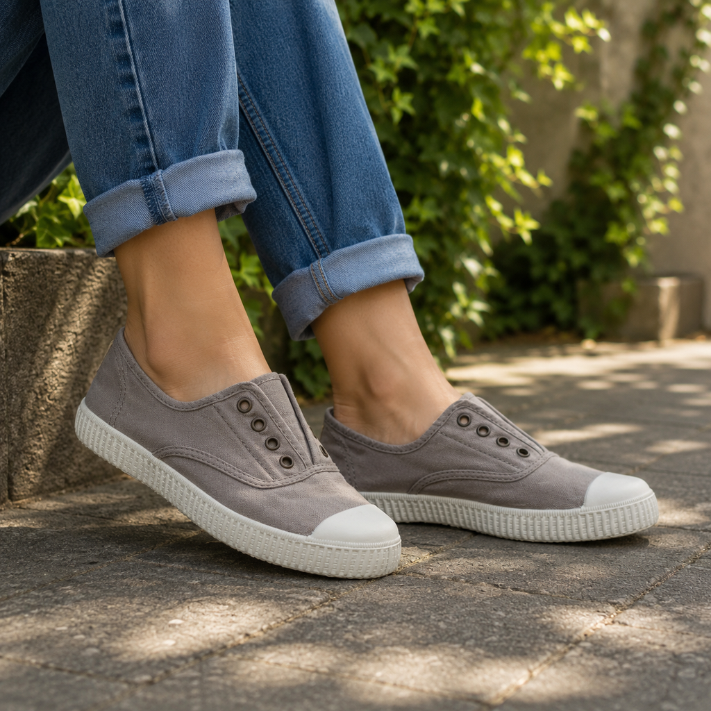 Victoria 106623 – Sneakers donna in tela sostenibile con elastico - grigio - scarpe di qualità venduta a Milano da Pli-Pla