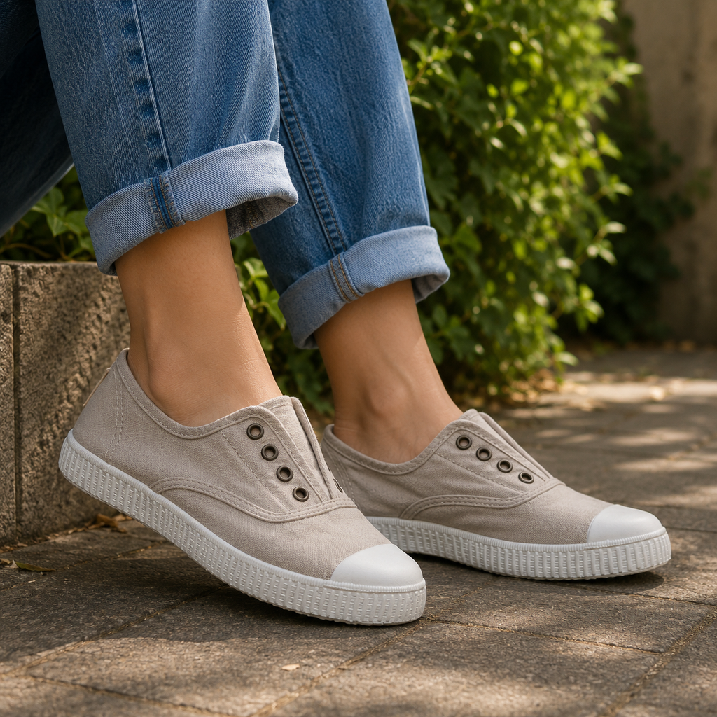 Victoria 106623 – Sneakers donna in tela sostenibile con elastico - beige hielo - scarpe di qualità venduta a Milano da Pli-Pla