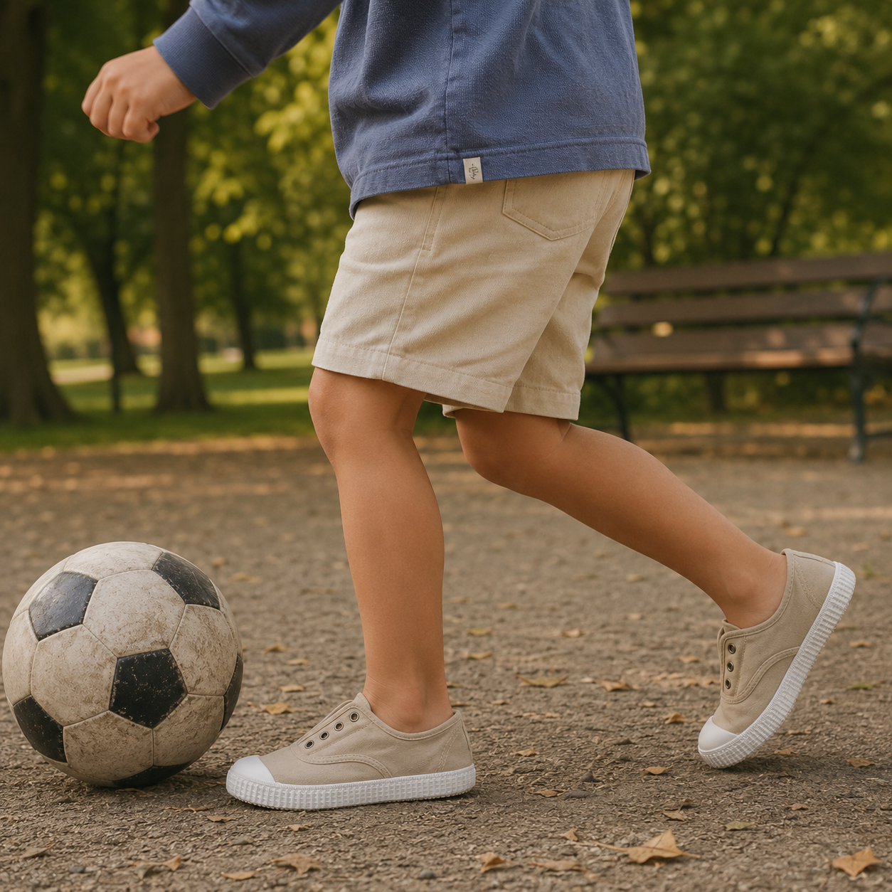 Victoria 106627 – Sneakers bambino in tela sostenibile con elastico - beige - scarpe di qualità venduta a Milano da Pli-Pla
