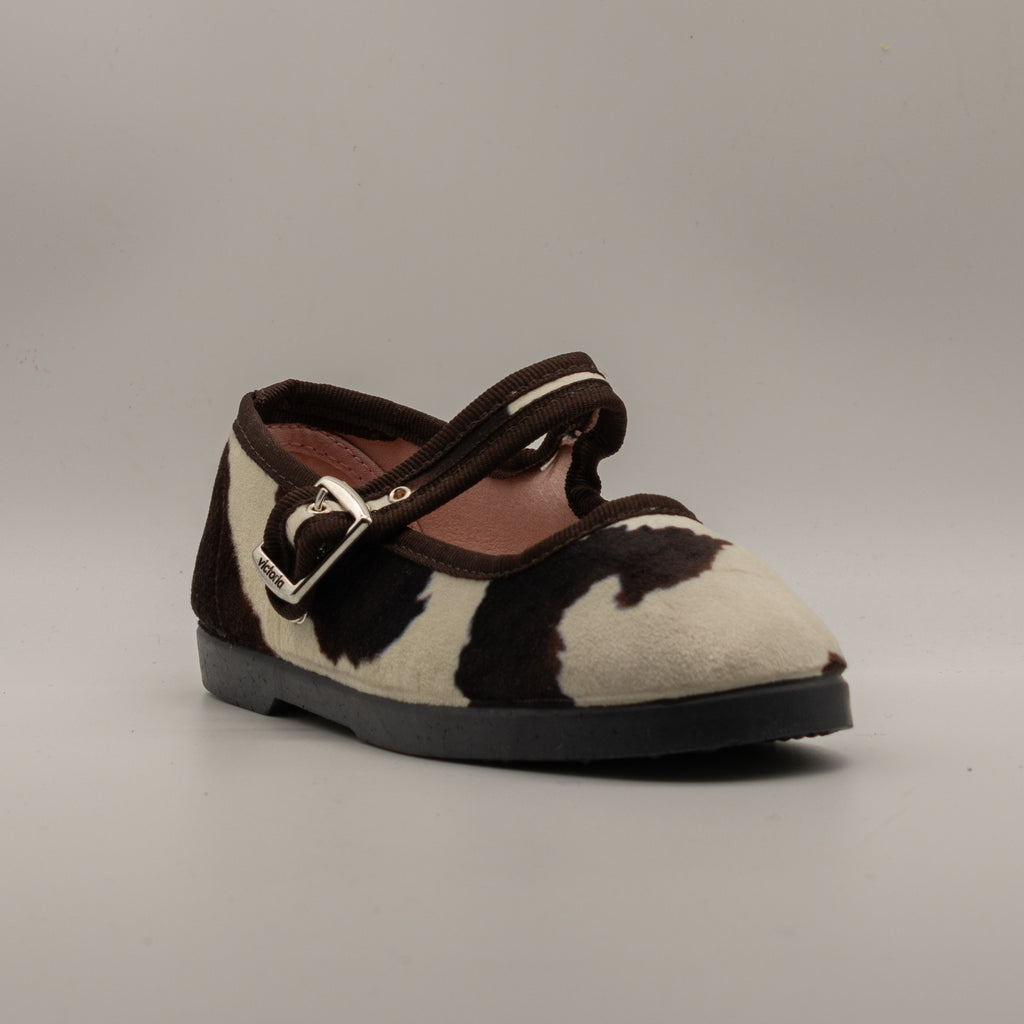 Victoria 1080117 Gong-Fu – Ballerine Mary Jane bambina in velluto animalier - blanco muccato - scarpe di qualità venduta a Milano da Pli-Pla