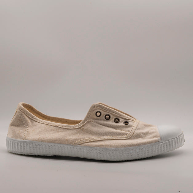 Victoria 106623 – Sneakers donna in tela sostenibile con elastico - beige cotton - scarpe di qualità venduta a Milano da Pli-Pla
