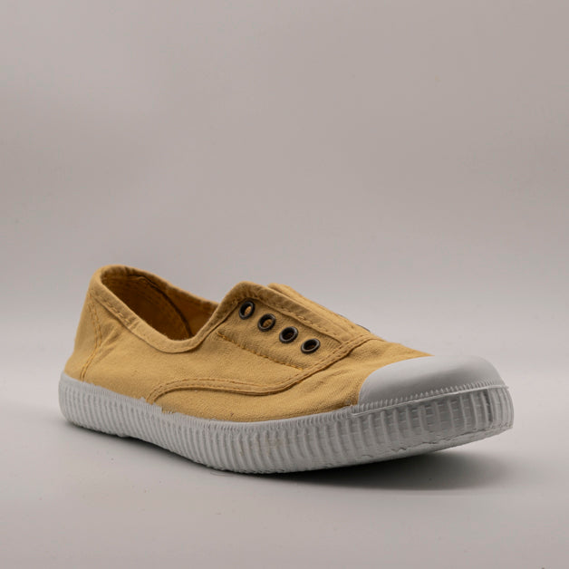 Victoria 106623 – Sneakers donna in tela sostenibile con elastico - giallo trigo - scarpe di qualità venduta a Milano da Pli-Pla