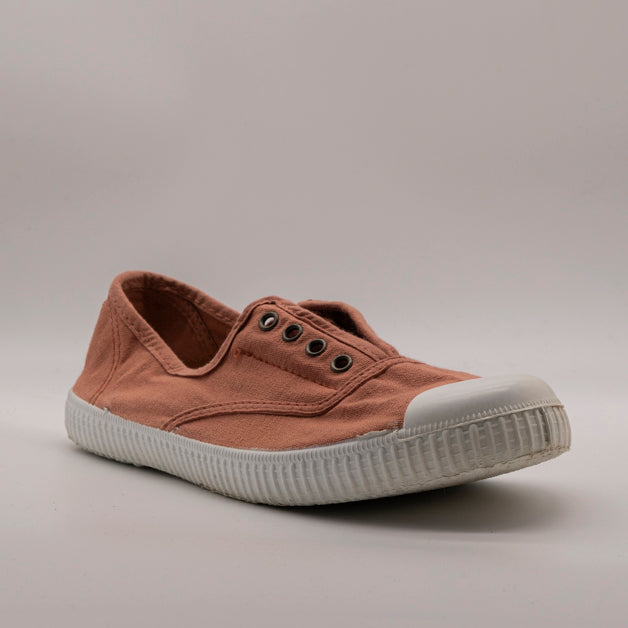 Victoria 106623 – Sneakers donna in tela sostenibile con elastico - arancio teja - scarpe di qualità venduta a Milano da Pli-Pla