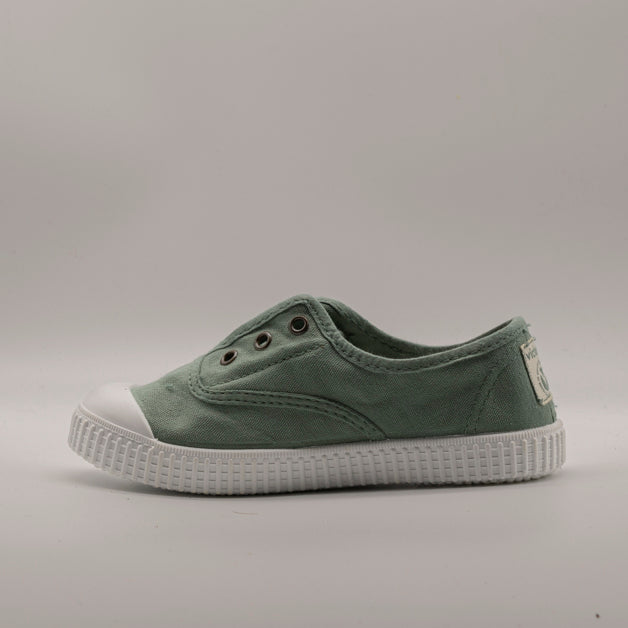 Victoria 106627 – Sneakers bambino in tela sostenibile con elastico - verde jade - scarpe di qualità venduta a Milano da Pli-Pla