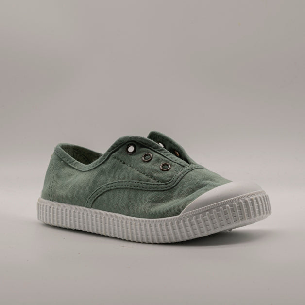 Victoria 106627 – Sneakers bambino in tela sostenibile con elastico - verde jade - scarpe di qualità venduta a Milano da Pli-Pla