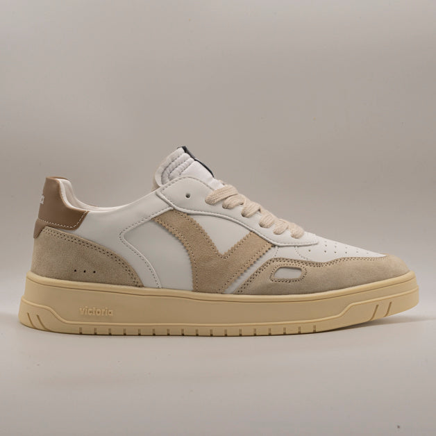 Victoria Seul 1257136 – Sneakers unisex pelle bianco e camoscio con inserti beige - scarpe di qualità venduta a Milano da Pli-Pla