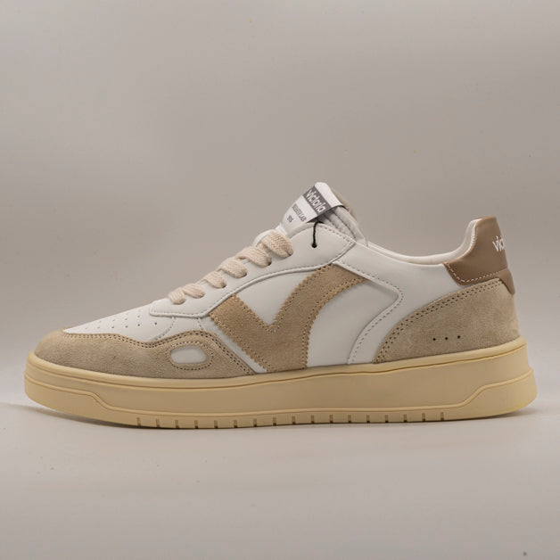 Victoria Seul 1257136 – Sneakers unisex pelle bianco e camoscio con inserti beige - scarpe di qualità venduta a Milano da Pli-Pla