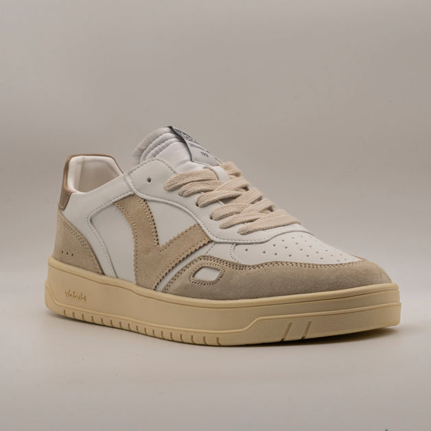 Victoria Seul 1257136 – Sneakers unisex pelle bianco e camoscio con inserti beige - scarpe di qualità venduta a Milano da Pli-Pla
